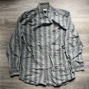 Carhartt Blue Green Long Sleeve Plaid Men Button Down Size M Casual 100% Cotton